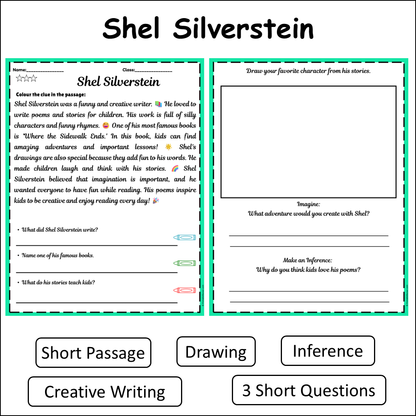 Shel Silverstein | Short Reading Comprehension Creative Worksheet