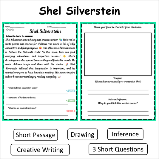 Shel Silverstein | Short Reading Comprehension Creative Worksheet