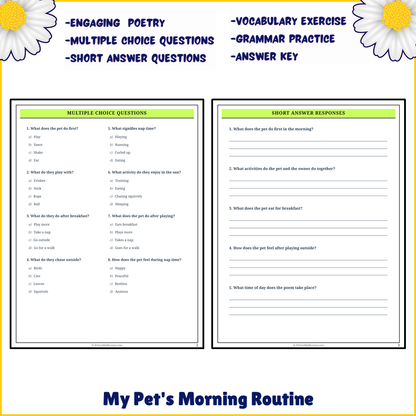 My Pet's Morning Routine | Poem Grammar Worksheet Printable Activity