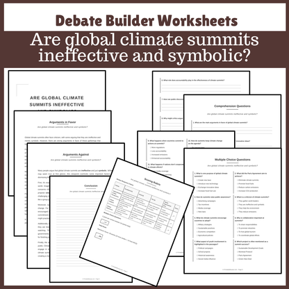 Are global climate summits ineffective and symbolic? | Favour and Against Worksheet Printable Activity
