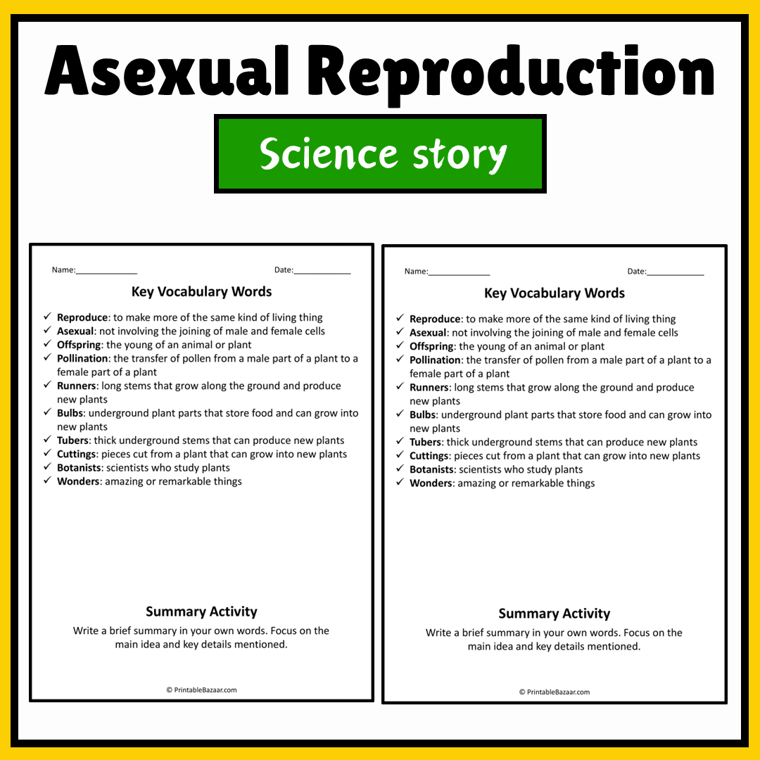 Asexual Reproduction | Science Story Reading Comprehension Activity