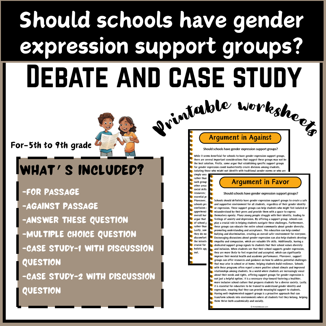 Should schools have gender expression support groups? | Debate Case Study Worksheet