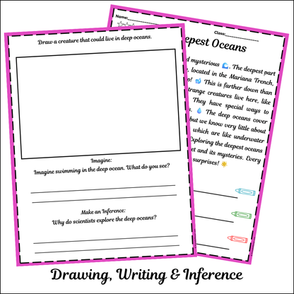 Deepest Oceans | Short Reading Comprehension Creative Worksheet