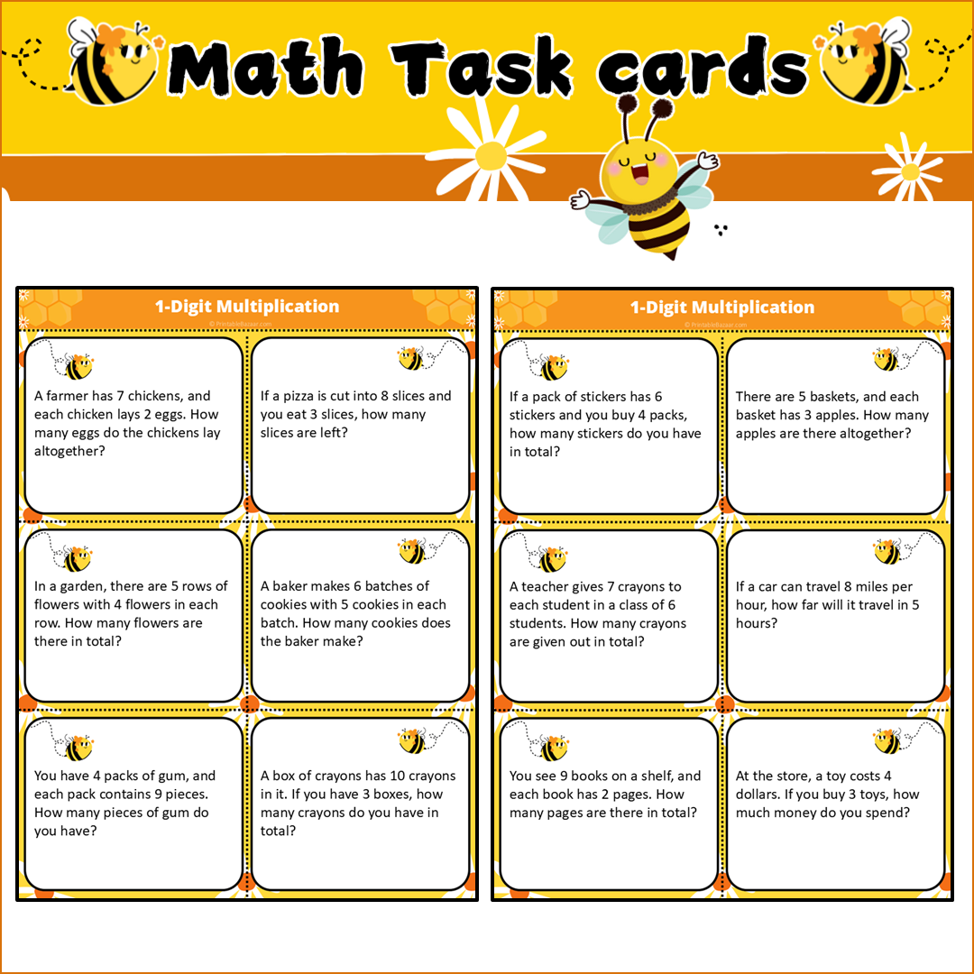 1-Digit Multiplication | Math Task Cards