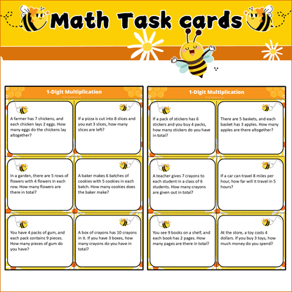 1-Digit Multiplication | Math Task Cards