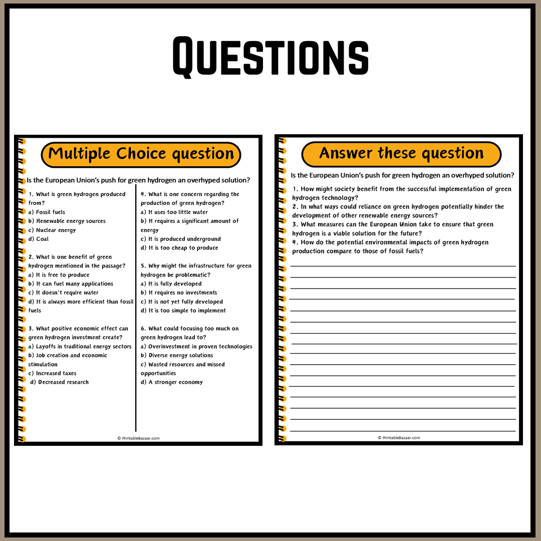 Is the European Union’s push for green hydrogen an overhyped solution? | Debate Case Study Worksheet