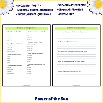 Power of the Sun | Poem Grammar Worksheet Printable Activity