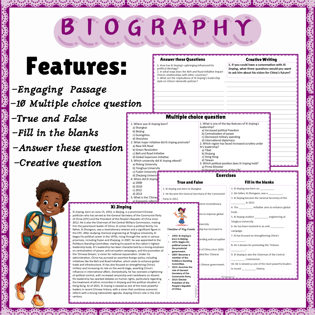 Xi Jinping | Biography Reading Comprehension and Questions Worksheet