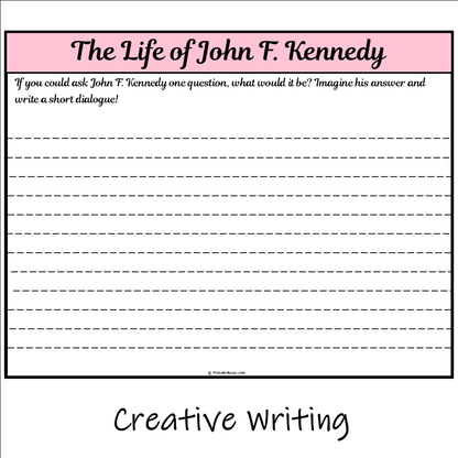 The Life of John F. Kennedy | Main Idea and Supporting Details Reading Passage and Questions