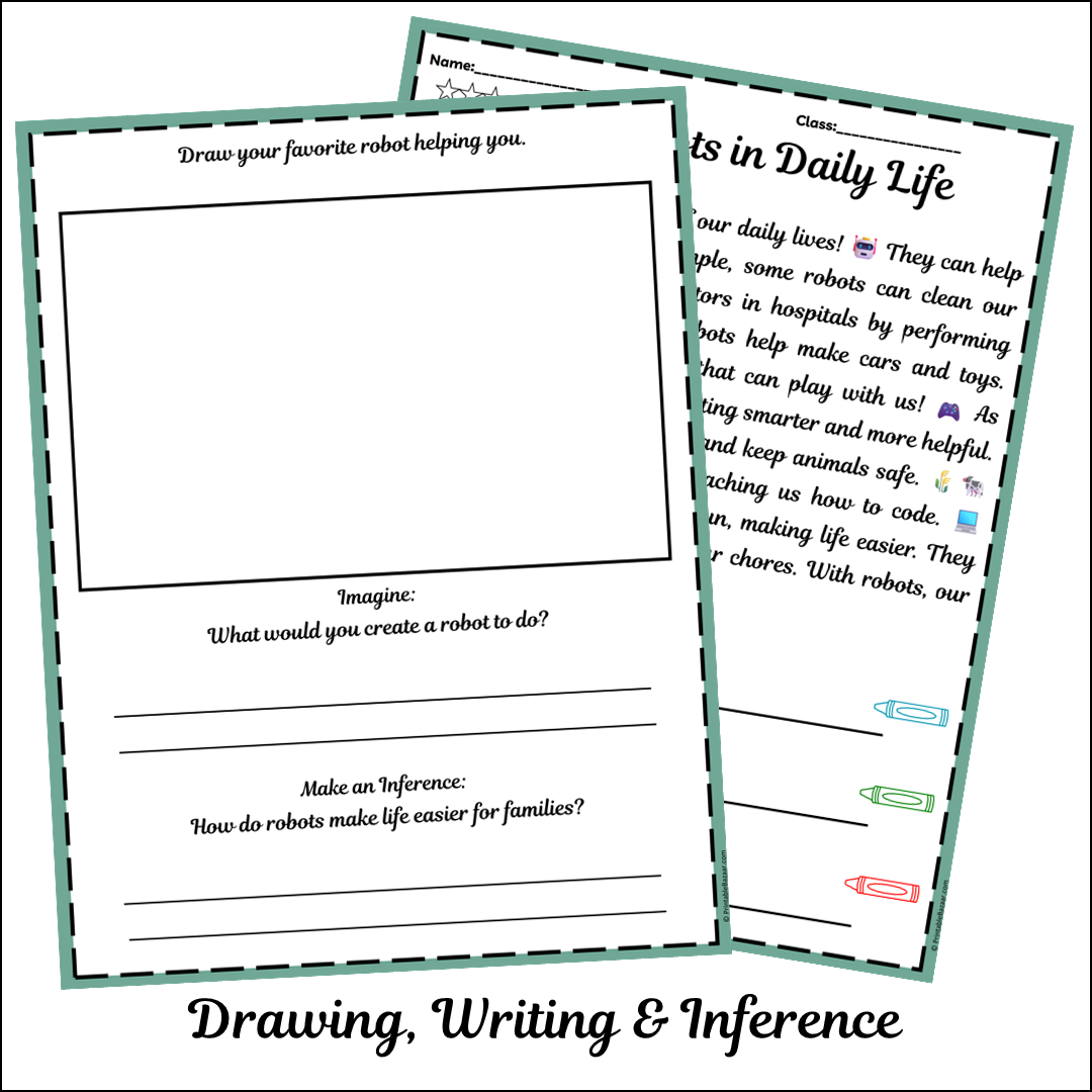 Robots in Daily Life | Short Reading Comprehension Creative Worksheet