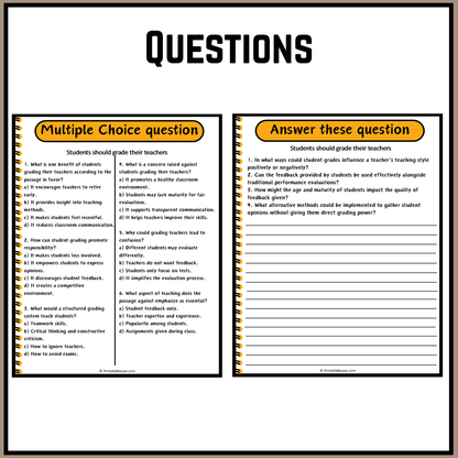 Students should grade their teachers | Debate Case Study Worksheet