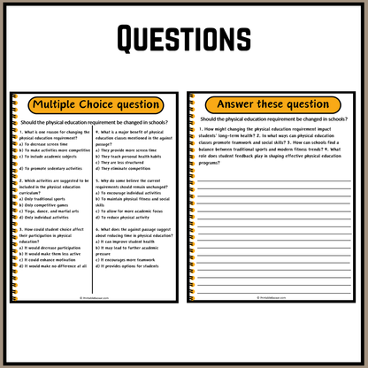 Should the physical education requirement be changed in schools? | Debate Case Study Worksheet
