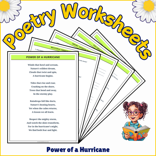 Power of a Hurricane | Poem Grammar Worksheet Printable Activity