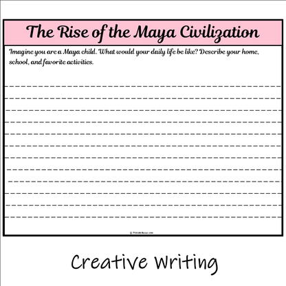 The Rise of the Maya Civilization | Main Idea and Supporting Details Reading Passage and Questions