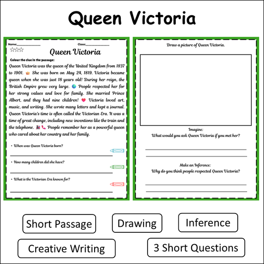 Queen Victoria | Short Reading Comprehension Creative Worksheet