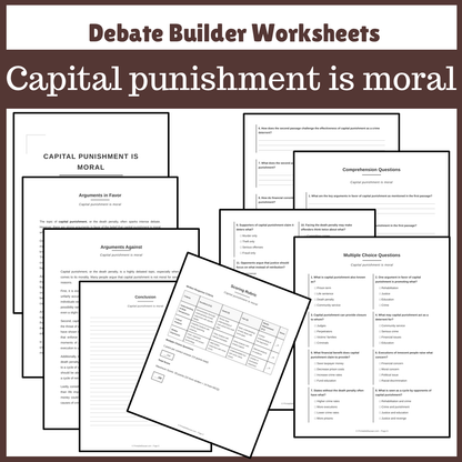 Capital punishment is moral | Favour and Against Worksheet Printable Activity