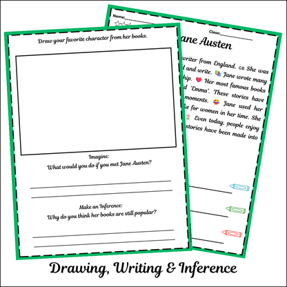 Jane Austen | Short Reading Comprehension Creative Worksheet