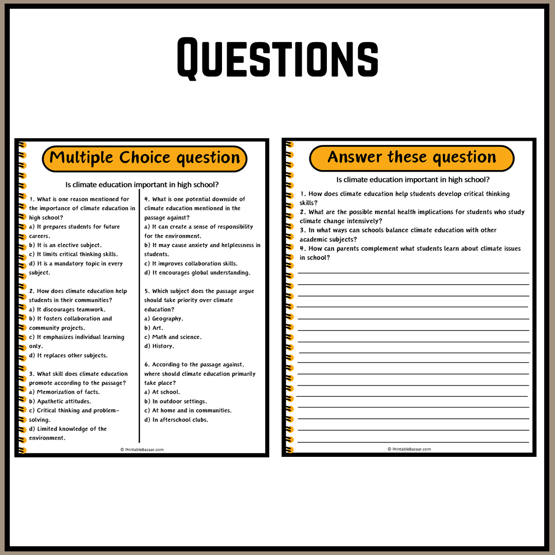 Is climate education important in high school? | Debate Case Study Worksheet