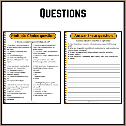 Is climate education important in high school? | Debate Case Study Worksheet