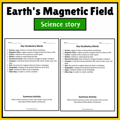 Earth's Magnetic Field | Science Story Reading Comprehension Activity