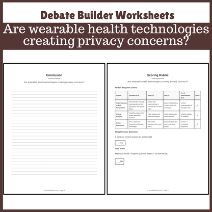 Are wearable health technologies creating privacy concerns? | Favour and Against Worksheet Printable Activity