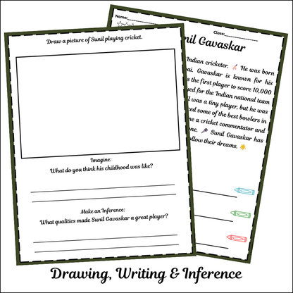Sunil Gavaskar | Short Reading Comprehension Creative Worksheet
