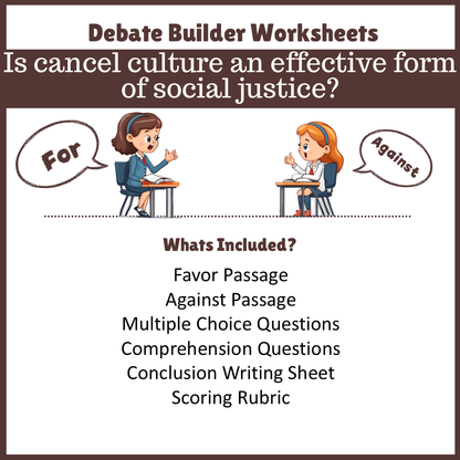 Is cancel culture an effective form of social justice? | Favour and Against Worksheet Printable Activity