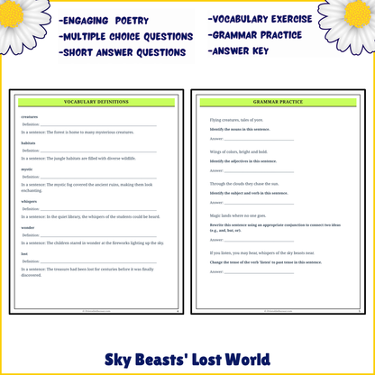 Sky Beasts' Lost World | Poem Grammar Worksheet Printable Activity