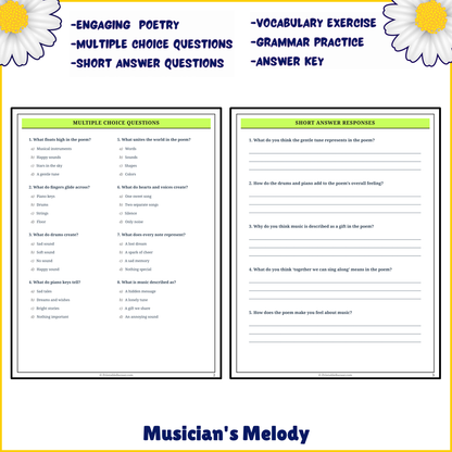 Musician's Melody | Poem Grammar Worksheet Printable Activity