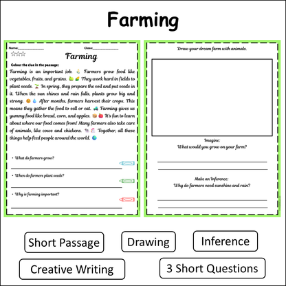 Farming | Short Reading Comprehension Creative Worksheet