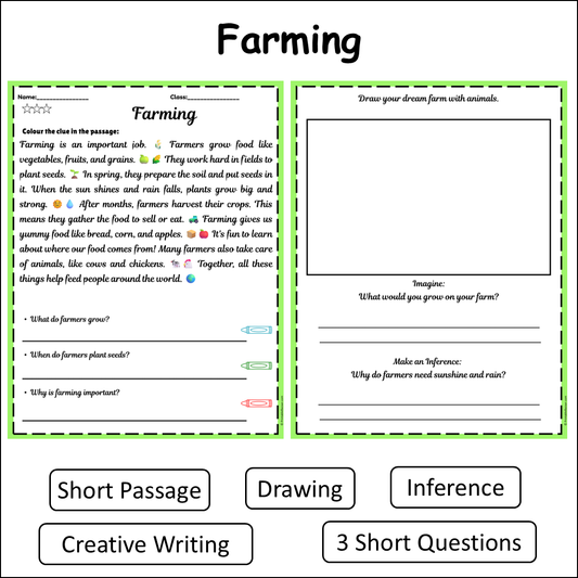 Farming | Short Reading Comprehension Creative Worksheet