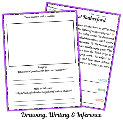 Ernest Rutherford | Short Reading Comprehension Creative Worksheet