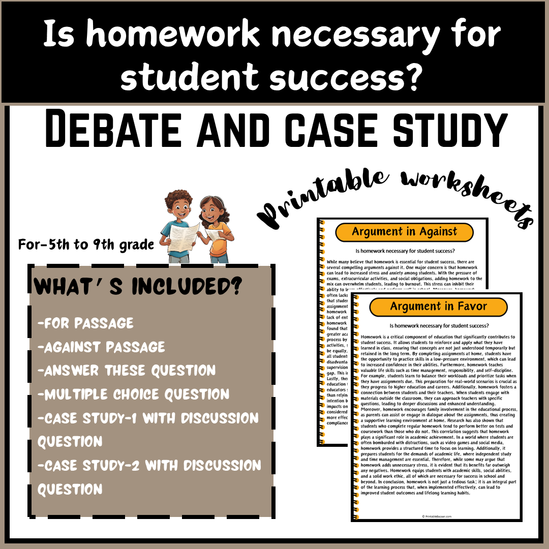 Is homework necessary for student success? | Debate Case Study Worksheet