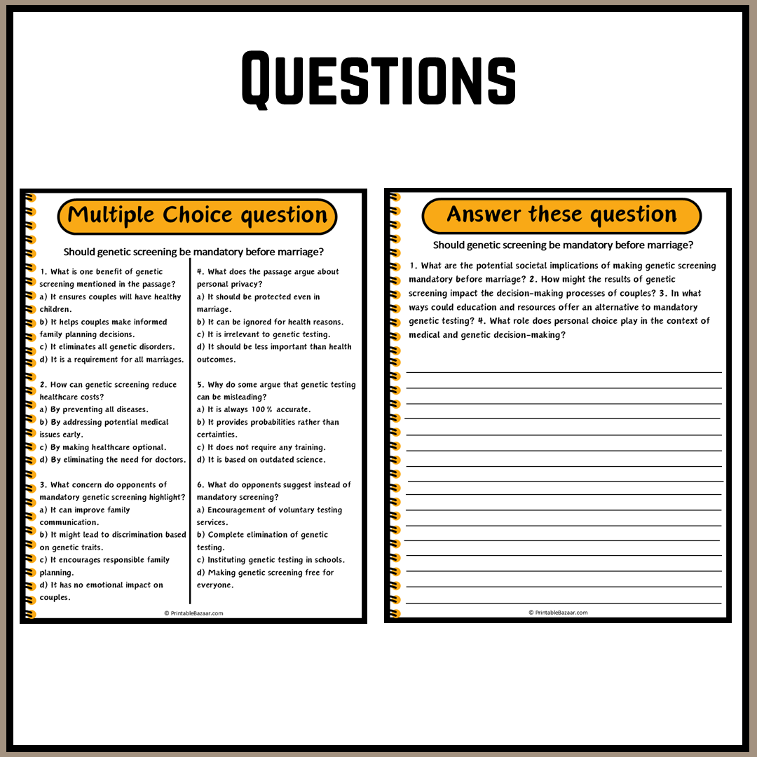 Should genetic screening be mandatory before marriage? | Debate Case Study Worksheet