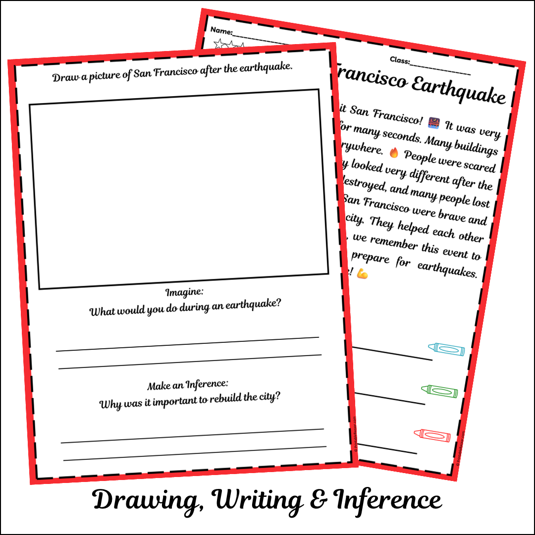 The San Francisco Earthquake | Short Reading Comprehension Creative Worksheet