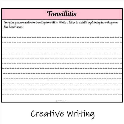 Tonsillitis | Main Idea and Supporting Details Reading Passage and Questions