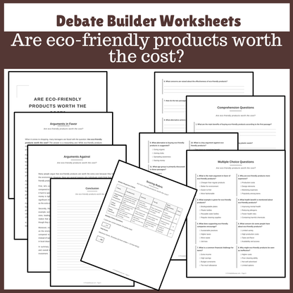 Are eco-friendly products worth the cost? | Favour and Against Worksheet Printable Activity