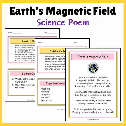 Earth's Magnetic Field | Science Poem Reading Comprehension Activity