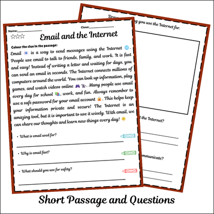 Email and the Internet | Short Reading Comprehension Creative Worksheet