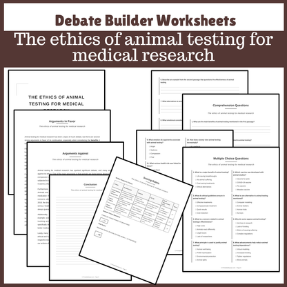 The ethics of animal testing for medical research | Favour and Against Worksheet Printable Activity