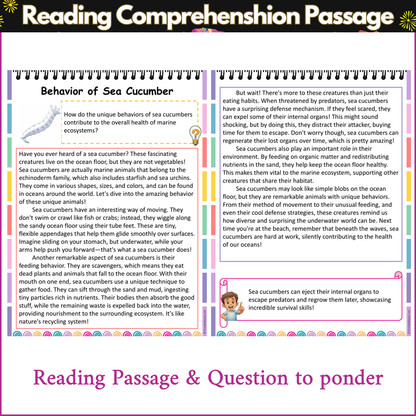 Behavior of Sea Cucumber | Reading Comprehension Passage and Questions