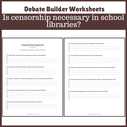 Is censorship necessary in school libraries? | Favour and Against Worksheet Printable Activity