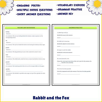 Rabbit and the Fox | Poem Grammar Worksheet Printable Activity