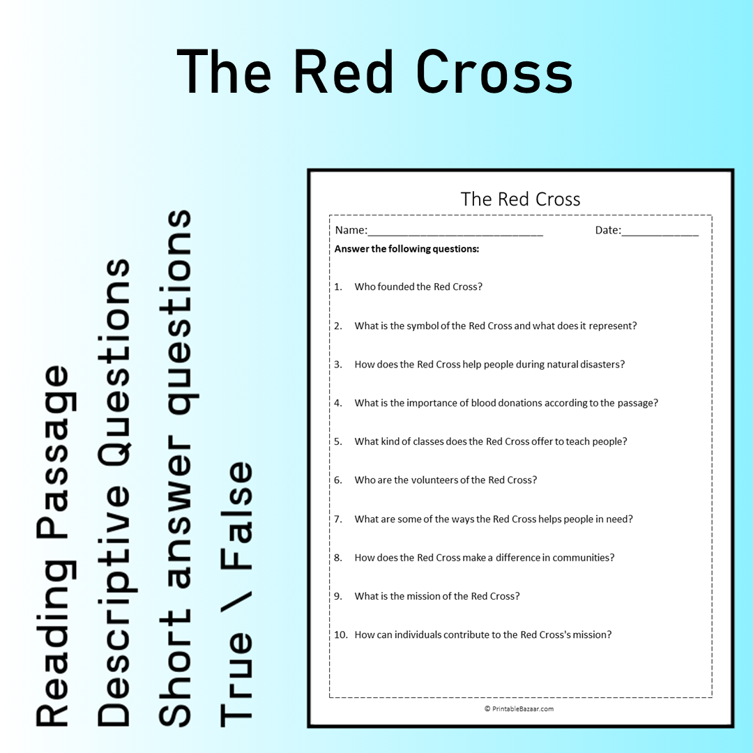 The Red Cross | Reading Comprehension Passage Printable Worksheet