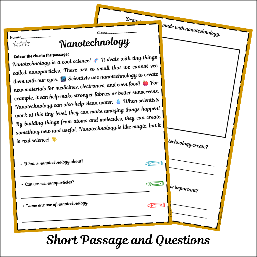 Nanotechnology | Short Reading Comprehension Creative Worksheet