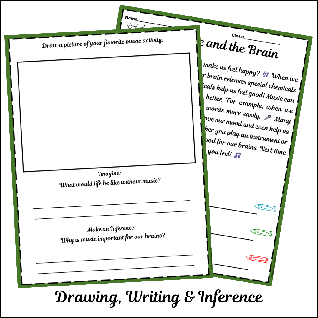 Music and the Brain | Short Reading Comprehension Creative Worksheet