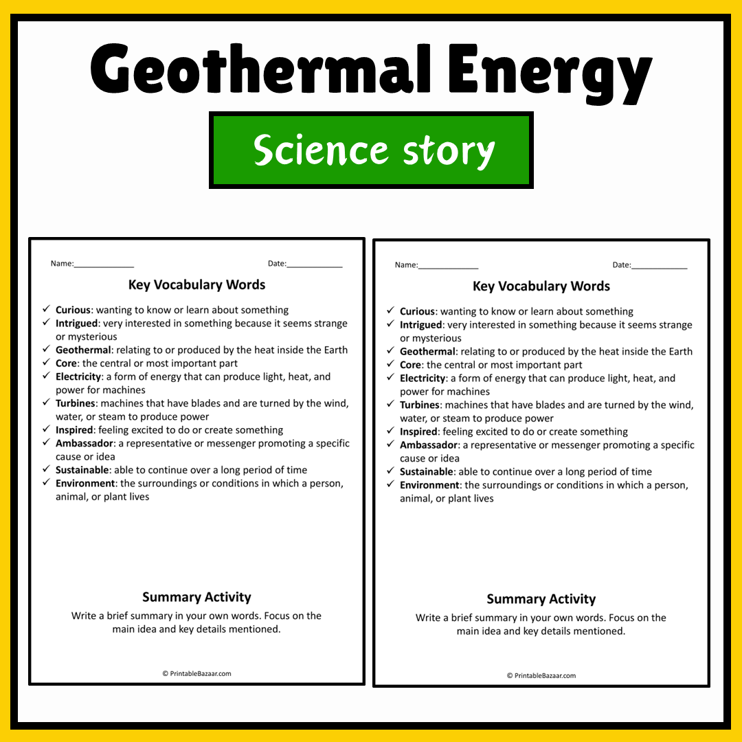 Geothermal Energy | Science Story Reading Comprehension Activity