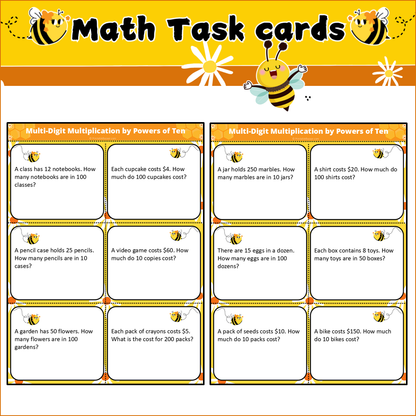 Multi-Digit Multiplication by Powers of Ten | Math Task Cards