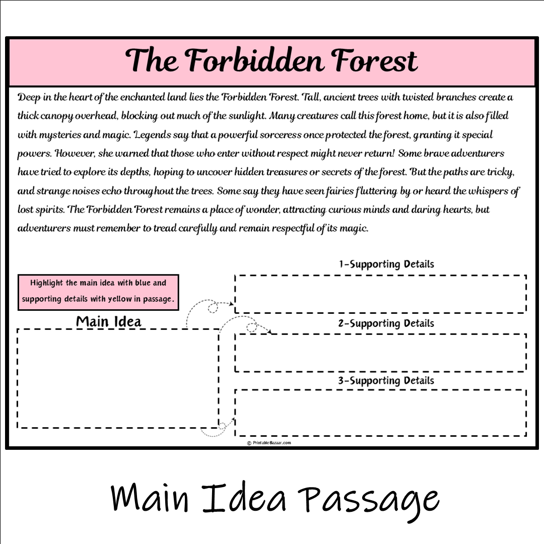 The Forbidden Forest | Main Idea and Supporting Details Reading Passage and Questions