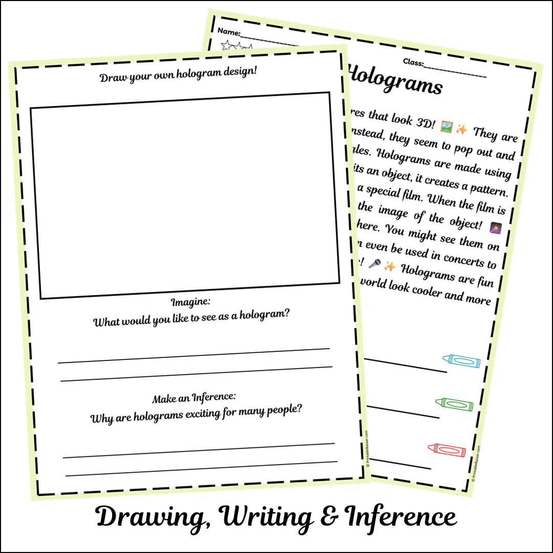 Holograms | Short Reading Comprehension Creative Worksheet
